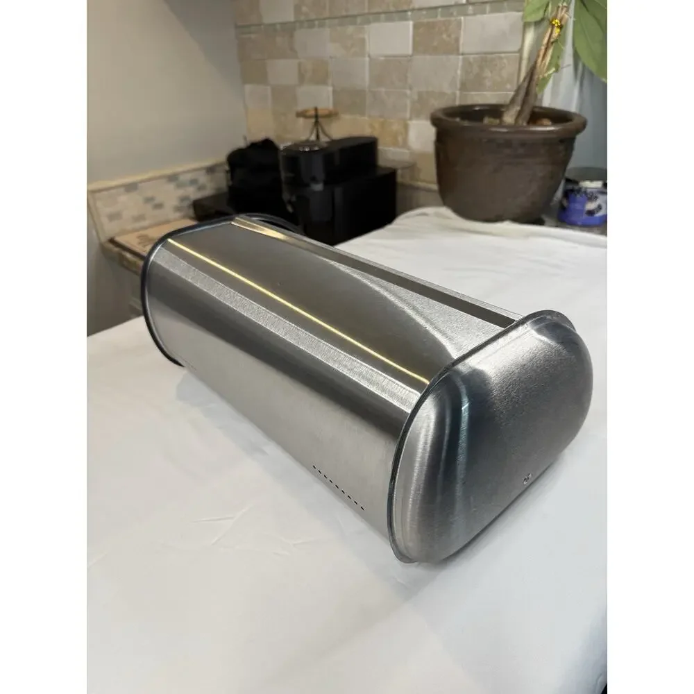 Stainless Steel Roll Top‎ Bread Box Countertop Kitchen Storage